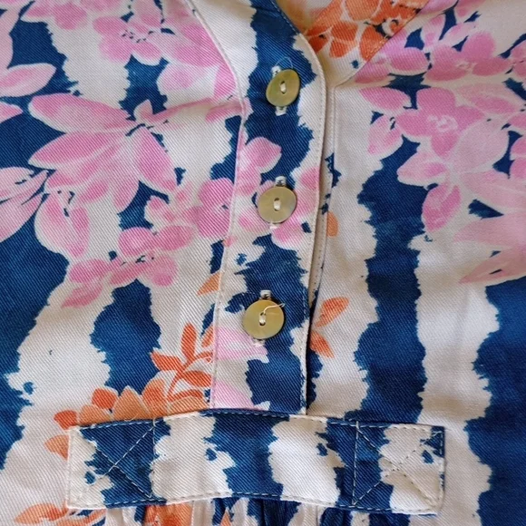 Ruby Rd. Floral Striped Blouse - Blue, Pink, White - Picture 5 of 15